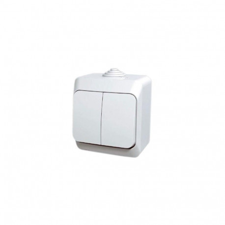 DOUBLE SWITCH IP44 WHITE CEDAR+