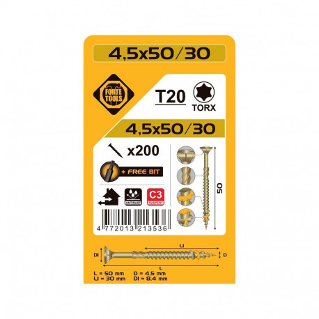 puitlaastplaatkruvi T20 4.5x50/30 RSP(200)