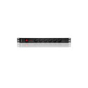 Power strip for RACK 19cali | 1U | 6A | PDU 6xSCHUKO | 2m