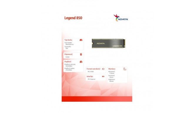 SSD drive Legend 850 512GB PCIe 4x4 5/2.7 GB/s M2