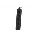 Power strip 3m, black, 5 sockets, cable made of solid copper