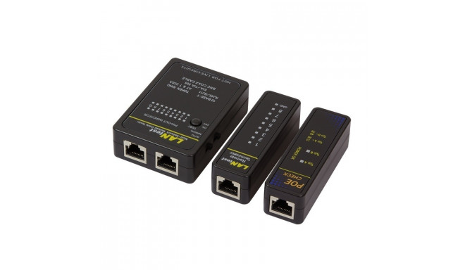 Network cable tester with PoE finder