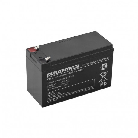 EUROPOWER AGM-aku EP Series 12V 7.2Ah (kasutusiga 6–9 aastat)