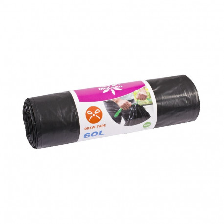 Garbage bag with strings 60L (600x800mm) LDPE 35mic 10pcs black MCLEAN