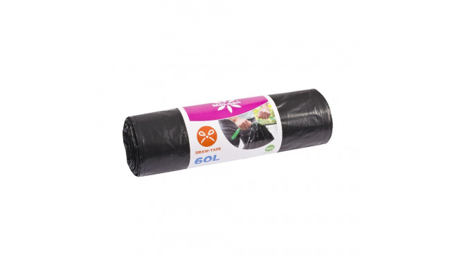 Garbage bag with strings 60L (600x800mm) LDPE 35mic 10pcs black MCLEAN