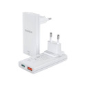Mini travel wall charger Choetech PD6011 PD65W GaN slim USB-A+C  (white)