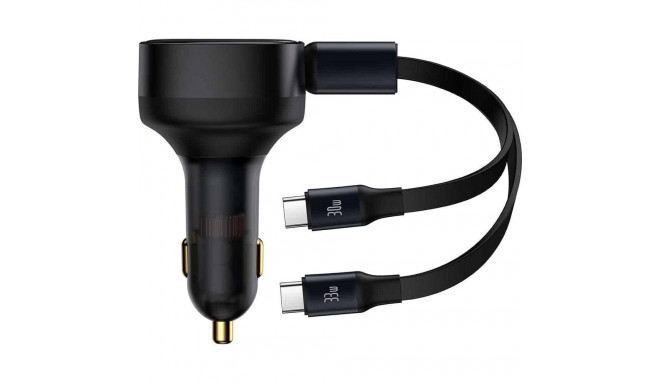 BASEUS car charger with retractable cable 2 x Type C 3A 33W CCTX-CC black