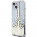 Original faceplate case GUESS GUHCP15SLFCSEGT for iPhone 15 (Liquid Glitter Gold Stripes / transpare