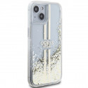 Original faceplate case GUESS GUHCP15SLFCSEGT for iPhone 15 (Liquid Glitter Gold Stripes / transpare