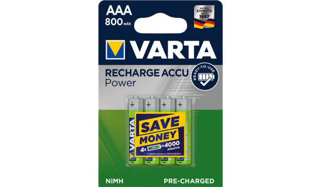VARTA rechargeable battery R3 800 mAh (AAA) ready to use 4 pcs