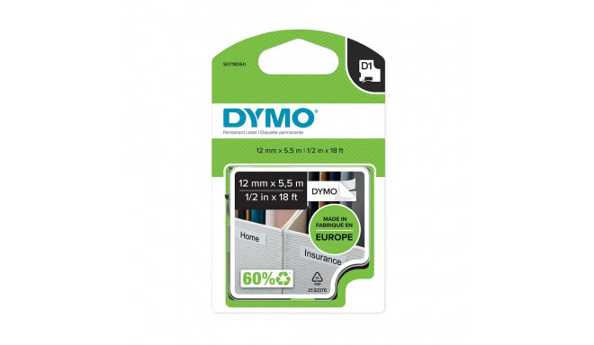 Лента полиэфирная прочная DYMO D1 12 мм x 5,5 м / черный на белом (S0718060 / 16959)