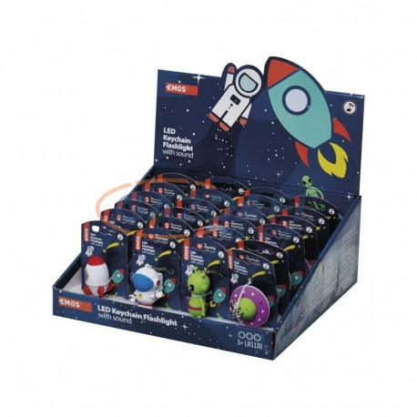 LED Flashlight/Keychain, universe with sound, 3× LR54 24pcs