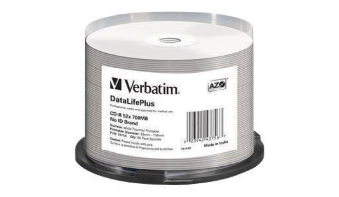 VERBATIM 50x CD-R DL+ 700MB 52x SP AZO laia termotrükiga pind ilma ID-ta