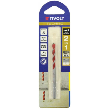 Betooni ja keraamiliste plaatide puur Technic 2 in 1, löögita puurimiseks Ø 5mm