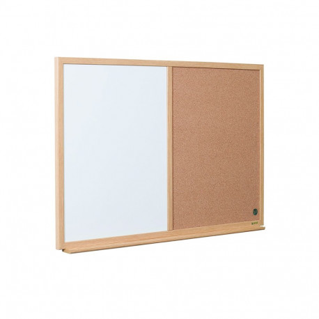 Teadetetahvel BI-OFFICE EARTH 90x60 cm, kork ja valgetahvel, puitraam