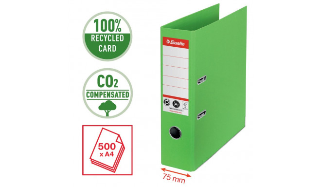 Registraator ESSELTE No1 CO2 Neutral, A4, kartong, 75 mm, roheline