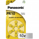 10x1 Panasonic PR 10 Hearing Aid Batteries Zinc Air 6 pcs.