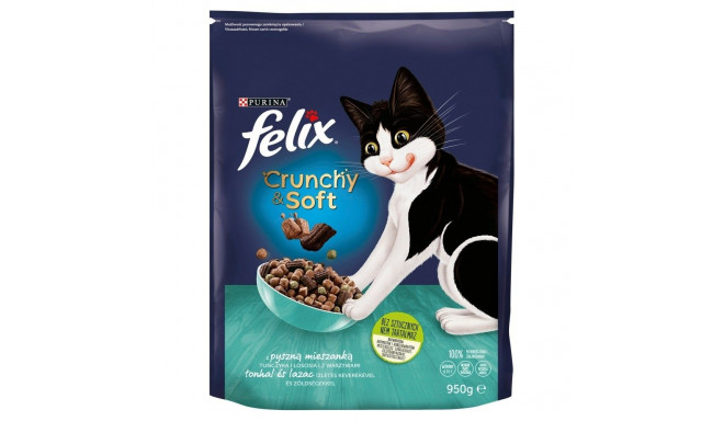 FELIX Crunchy & Soft Tuna, salmon, and vegetables - dry cat food - 950 g