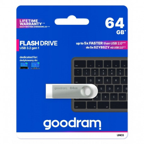 UNO3 64GB USB 3.2 Gen1 hõbedane mälupulk