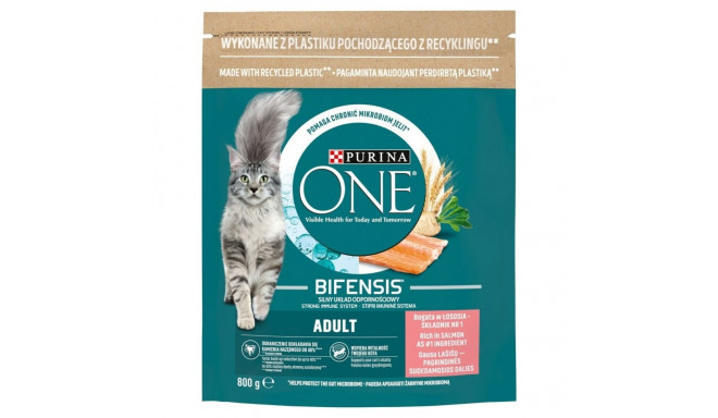 Kaķu barība Purina One Bifensis Adult Pieaugušais Laša krāsas 800 g