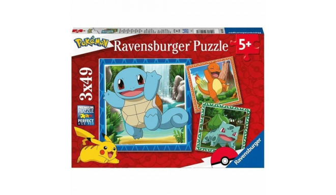 Набор из 3 пазлов Pokémon Ravensburger 05586 Bulbasaur, Charmander & Squirtle 147 Предметы