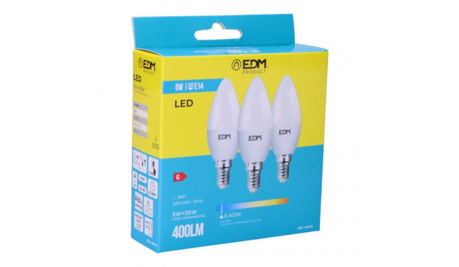 3 LED lambipirni komplekt EDM 98205 G 35 W 5 W 50 W E14 400 lm Ø 3,6 x 10 cm (6400 K)