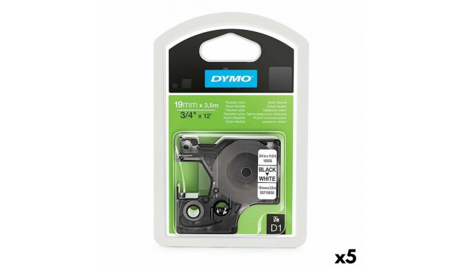 Термотрансферная лента Dymo D1 16958 Белый Чёрный 19 mm x 3,5 m (5 штук)