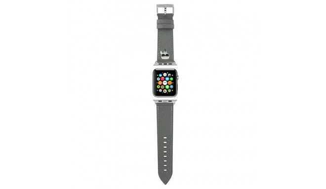 KARL LAGERFELD silicone strap for APPLE Watch KLAWLOKHG (SAFFIANO KH 42 / 44 mm ) silver