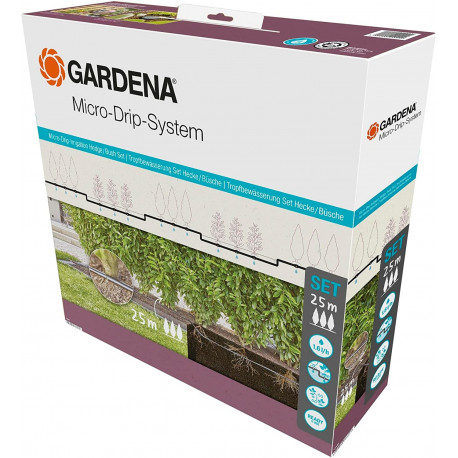 Gardena Micro-Drip-System drip line for bushes/hedges 1.6 l/h, 50 meters, dripper (black, model 2023