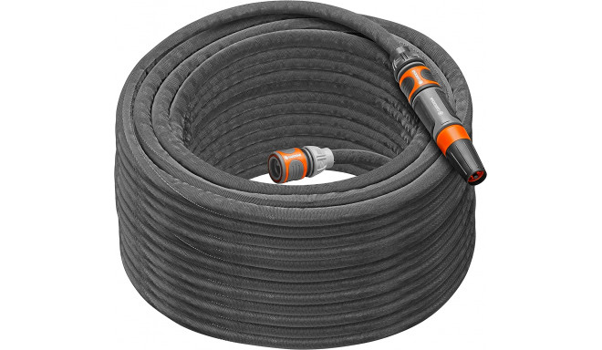 Gardena Textile Hose Liano Life 1/2, 30 meter set (dark grey/orange, model 2023, incl. cleaning nozz