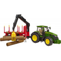 Bruder John Deere 7R 350 m forwarding trailer, model vehicle (green/red, incl. 4 tree trunks)