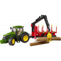 Bruder John Deere 7R 350 m forwarding trailer, model vehicle (green/red, incl. 4 tree trunks)