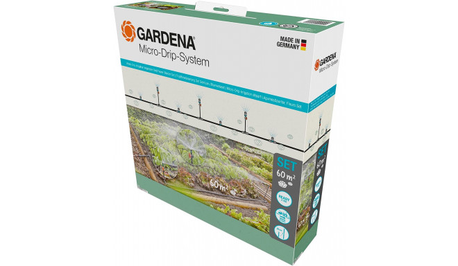 GARDENA Micro-Drip-System drip irrigation set vegetable/flower bed 60m2, dripper (black/grey, model 