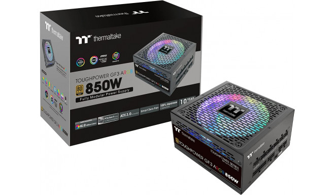 Thermaltake Toughpower GF3 ARGB 850W Gold, PC power supply (black, 5x PCIe, cable management, 850 wa