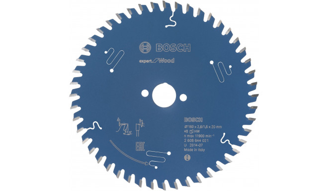 Bosch circular saw blade Expert for Wood,  160mm, 48Z (bore 20mm)