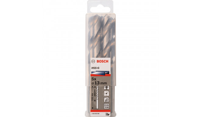 Bosch metal drill HSS-G, 13mm (5 pieces, working length 101mm)