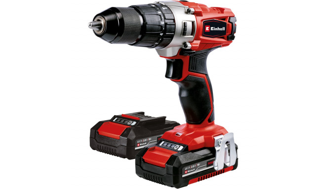 Einhell Cordless Impact Drill TE-CD 18/2 Li-i +64, 18V (red/black, 2x Li-Ion battery 2.0Ah, case + b