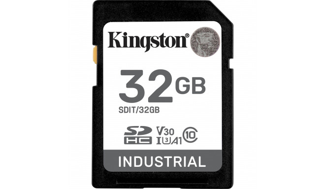 Kingston Industrial 32GB SDHC Memory Card (Black, UHS-I U3, Class 10, V30, A1)