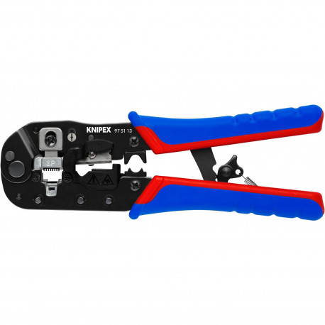 KNIPEX crimping pliers 97 51 13 for Western plugs (blue/red, for RJ-45 plugs)