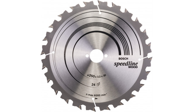 Bosch circular saw blade Speedline Wood, 250mm, 24Z (bore 30mm, for table saws)