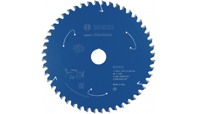 Bosch circular saw blade Expert for Aluminum, 150mm, 48Z (bore 20mm, for cordless saws)