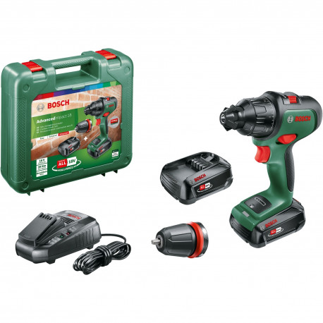 Bosch cordless combi drill AdvancedImpact 18 (green/black, 2x Li-ion battery 2.5Ah, case, POWER FOR