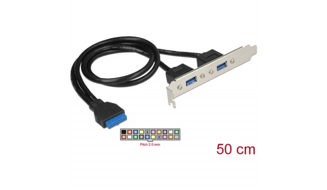 DeLOCK slot bracket 1 x 19 pin USB 3.0 post socket internal > 2 x USB 3.0 Type-A socket external, sl