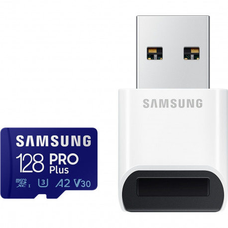 SAMSUNG PRO Plus 128 GB SDXC (2023), memory card (UHS-I U3, Class 10, V30, incl. USB adapter)