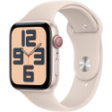 Apple Watch SE (2023), Smartwatch (silver/light beige, 44 mm, sports strap, aluminum, cellular)