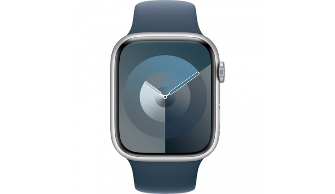 Apple Watch Series 9, Smartwatch (silver/blue, aluminum, 45 mm, sports band)