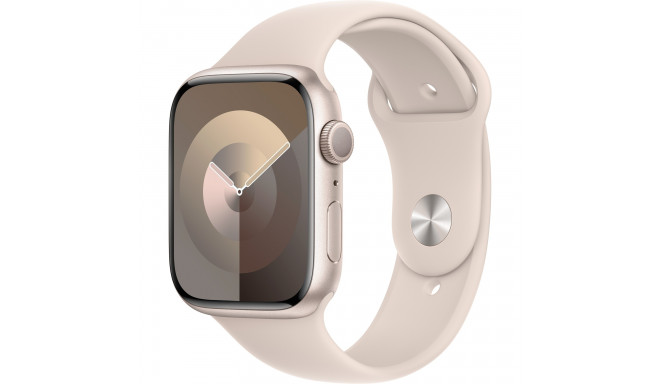 Apple Watch Series 9, Smartwatch (silver/light beige, aluminum, 45 mm, sports band)