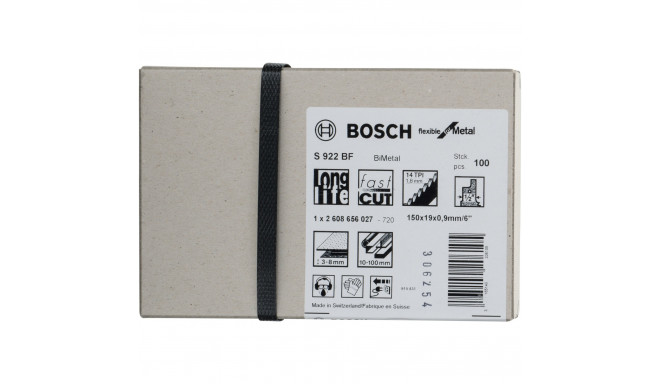 Bosch reciprocating saw blade S 922 BF Flexible for Metal, 100 pieces (length 150mm)