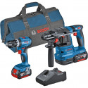 Bosch combination set cordless impact drill GSB 18V-45 + cordless hammer drill GBH 18V-22 (blue, 2x 