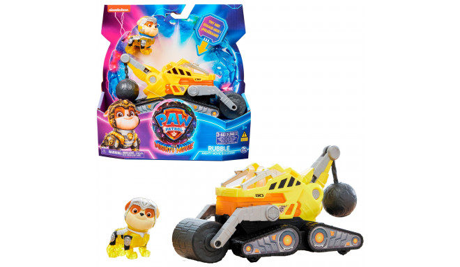 Spin Master Paw Patrol Mighty movie - basic vehicle from Rubble with puppy figure, toy vehicle